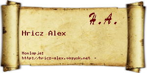 Hricz Alex névjegykártya